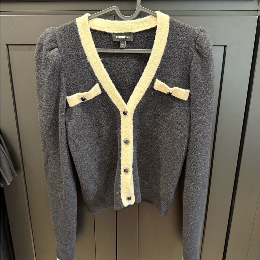 Express Black and Cream Knit Sweater